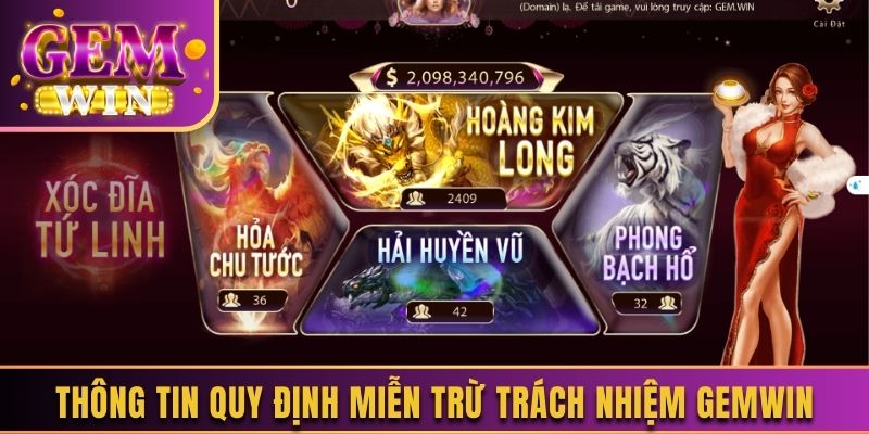 Thông tin quy định miễn trừ trách nhiệm Gemwin